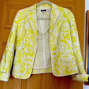 I crew bright yellow paisley blazer
